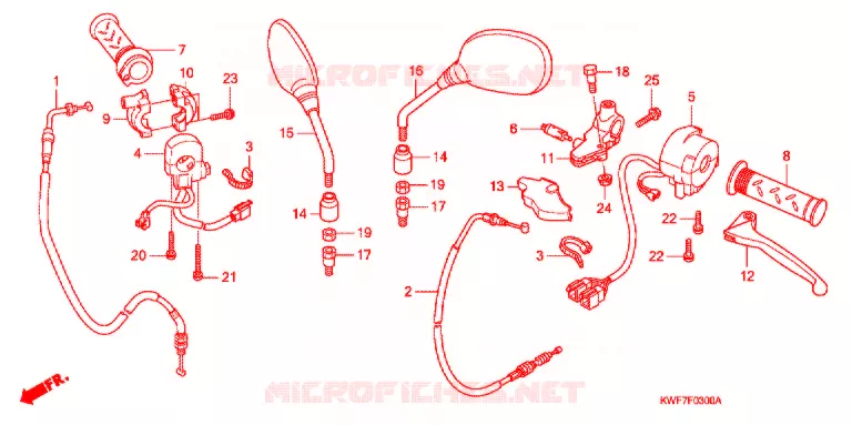 LEVIER DE GUIDON - CABLE - COMMODO Honda MOTO 125 CBF 2011  CBF125MB