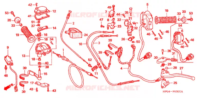 LEVIER DE GUIDON - CABLE - COMMODO Honda ATV 500 FOURTRAX 2006  TRX500TM6