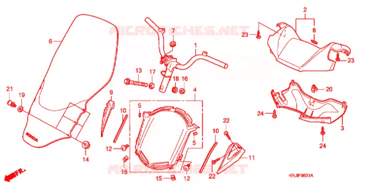 GUIDON - CARENAGE (FES1257/A7) (FES1507/A7) Honda SCOOTER 125 S-WING 2007  FES125A7