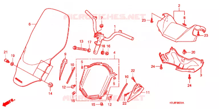 GUIDON - CARENAGE (FES1257/A7) (FES1507/A7) Honda SCOOTER 125 S-WING 2008  FES125A7