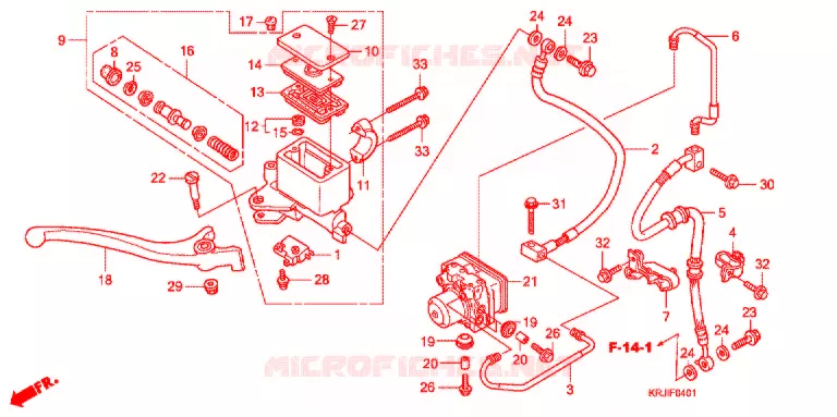 MAITRE CYLINDRE DE FREIN AVANT (FES125A) (FES150A) Honda SCOOTER 150 S-WING 2007  FES150A7