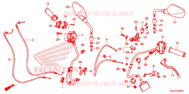 LEVIER DE GUIDON - CABLE - COMMODO Honda MOTO 650 CB 2016  CB650FAG