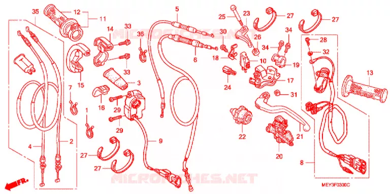 LEVIER DE GUIDON - CABLE - COMMODO Honda MOTO 450 CRF 2007  CRF450X7