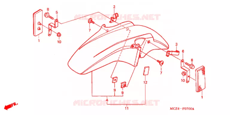 GARDE BOUE AVANT Honda MOTO 900 HORNET 2007  CB900F7_A