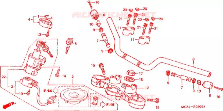 GUIDON - TE DE FOURCHE Honda MOTO 900 HORNET 2007  CB900F7_A