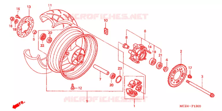 ROUE ARRIERE Honda MOTO 900 HORNET 2007  CB900F7_A