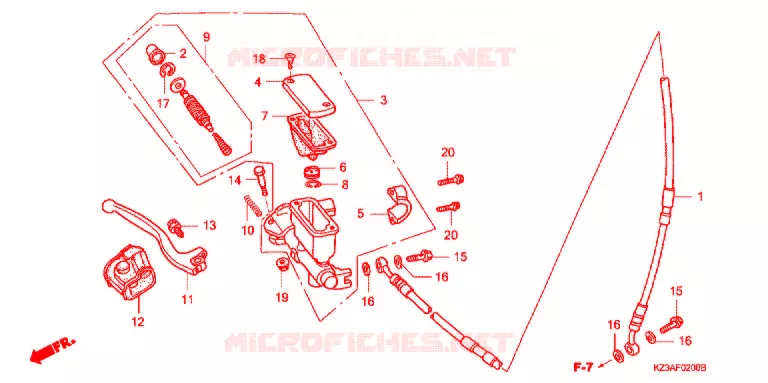 MAITRE CYLINDRE DE FREIN AVANT Honda MOTO 250 CR 2007  CR250R7