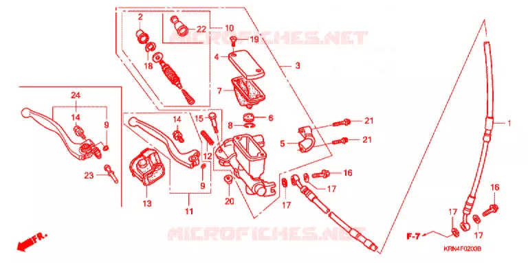 MAITRE CYLINDRE DE FREIN AVANT Honda MOTO 250 CRF 2007  CRF250R7