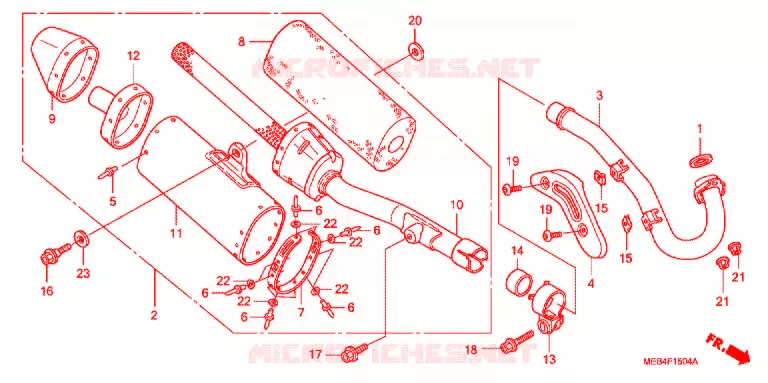SILENCIEUX D'ECHAPPEMENT (CRF450R'07,'08) Honda MOTO 450 CRF 2007  CRF450R7