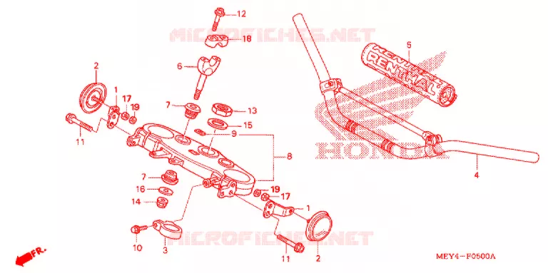 GUIDON - TE DE FOURCHE (CRF450X'05,'06,'07) Honda MOTO 450 CRF 2007  CRF450X7