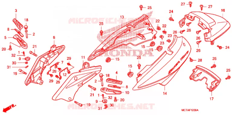 CARENAGE ARRIERE Honda MOTO 70 CRF 2007  CRF70F7