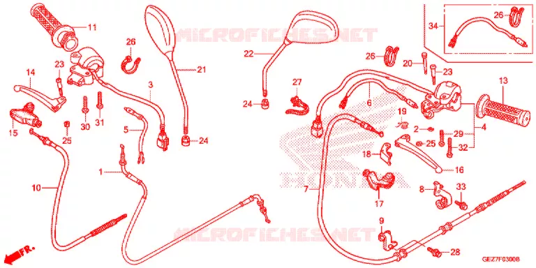 LEVIER DE GUIDON - CABLE - COMMODO Honda SCOOTER 50 RUCKUS 2007  NPS507_A