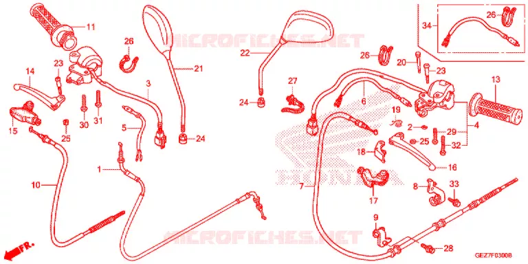 LEVIER DE GUIDON - CABLE - COMMODO Honda SCOOTER 50 RUCKUS 2007  NPS50S7_A