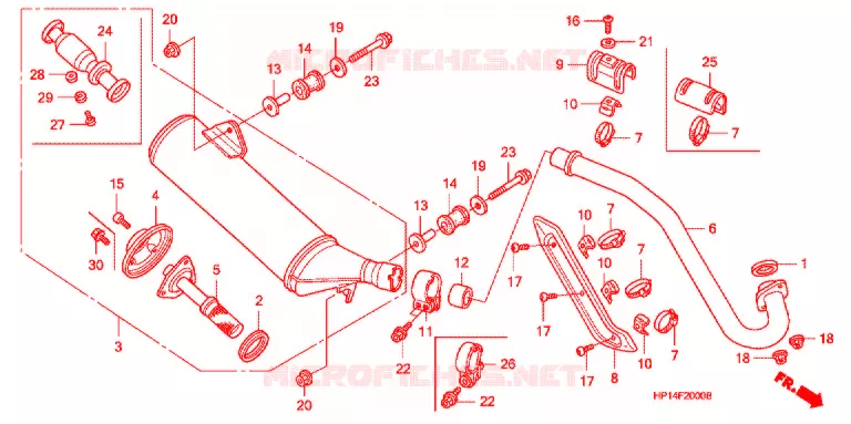 SILENCIEUX D'ECHAPPEMENT Honda ATV 450 FOURTRAX 2007  TRX450R7