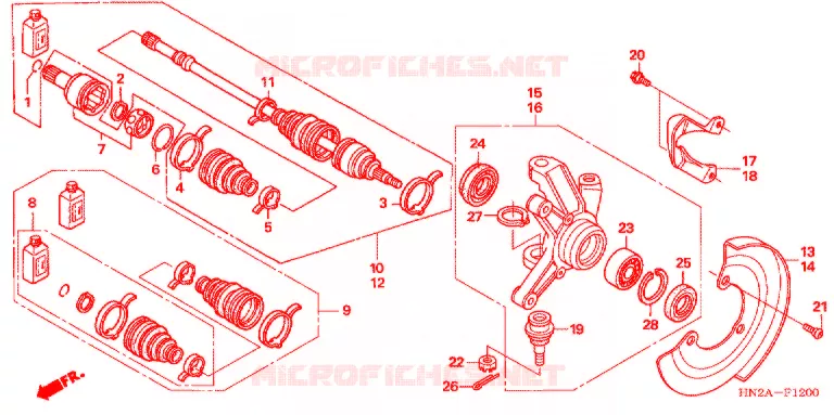 ARBRE DE ROUE  Honda ATV 500 FOURTRAX 2007  TRX500FA7