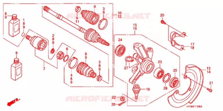 ARBRE DE ROUE  Honda ATV 500 FOURTRAX 2007  TRX500FE7