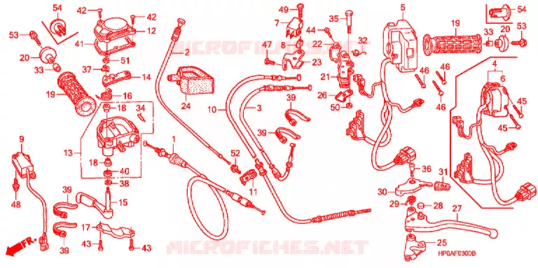 LEVIER DE GUIDON - CABLE - COMMODO Honda ATV 500 FOURTRAX 2007  TRX500FM7