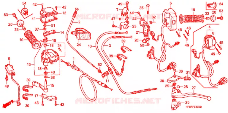 LEVIER DE GUIDON - CABLE - COMMODO Honda ATV 500 FOURTRAX 2007  TRX500FPE7