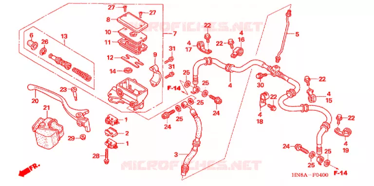 MAITRE CYLINDRE DE FREIN AVANT Honda ATV 680 FOURTRAX 2007  TRX680FA7