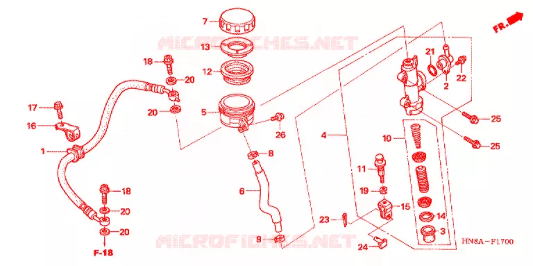 MAITRE-CYLINDRE DE FREIN ARRIERE Honda ATV 680 FOURTRAX 2007  TRX680FA7