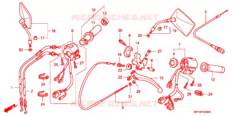 LEVIER DE GUIDON - CABLE - COMMODO Honda MOTO 600 SHADOW 2007  VT600C7