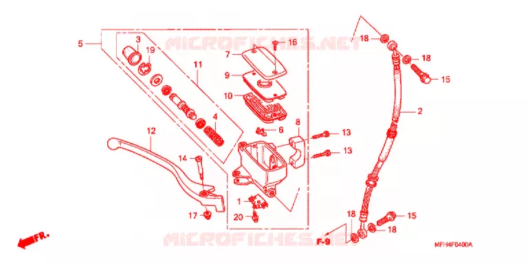 MAITRE CYLINDRE DE FREIN AVANT Honda MOTO 600 SHADOW 2007  VT600C7