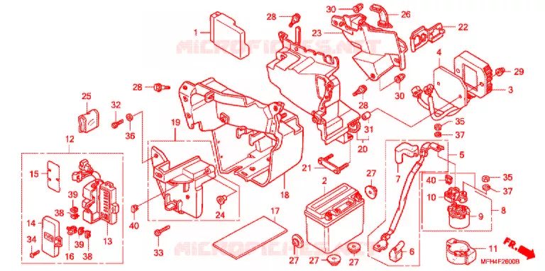 BATTERIE - BOITIER DE BATTERIE Honda MOTO 600 SHADOW 2007  VT600CD7