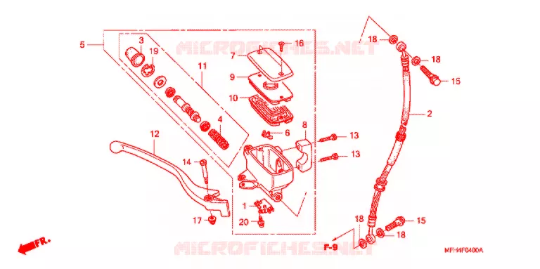 MAITRE CYLINDRE DE FREIN AVANT Honda MOTO 600 SHADOW 2007  VT600CD7