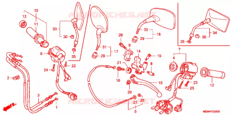 COMMODOS - POIGNEES - CABLES Honda MOTO 1300 VTX 2007  VTX1300C7