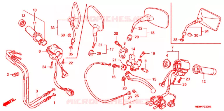COMMODOS - POIGNEES - CABLES Honda MOTO 1300 VTX 2007  VTX1300C7