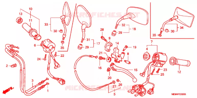 COMMODOS - POIGNEES - CABLES Honda MOTO 1300 VTX 2007  VTX1300C7