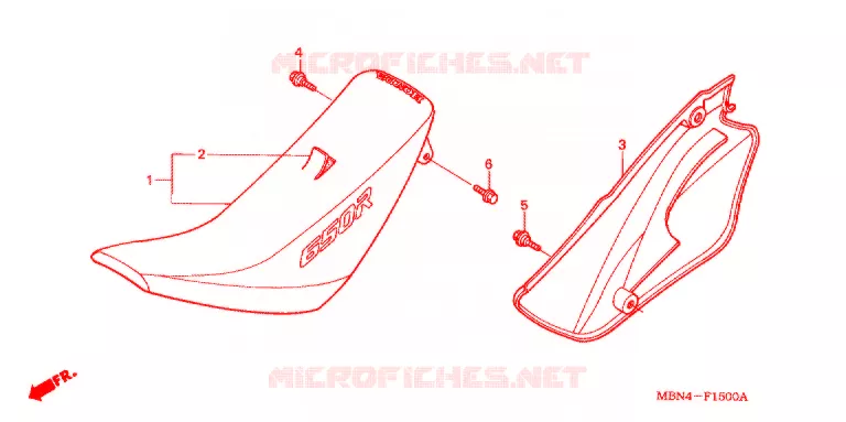 SELLE - COUVERCLE LATERAL DROIT Honda MOTO 650 XR 2007  XR650R7