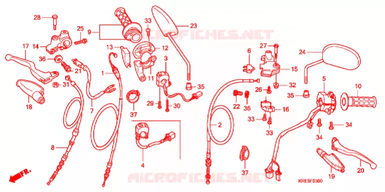 LEVIER DE GUIDON - CABLE - COMMODO Honda MOTO 150 NX 2011  NXR150ESDB