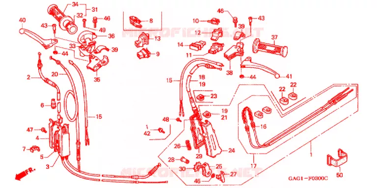 LEVIER DE GUIDON - CABLE - COMMODO Honda SCOOTER 50 GYRO 2001  TC50Y
