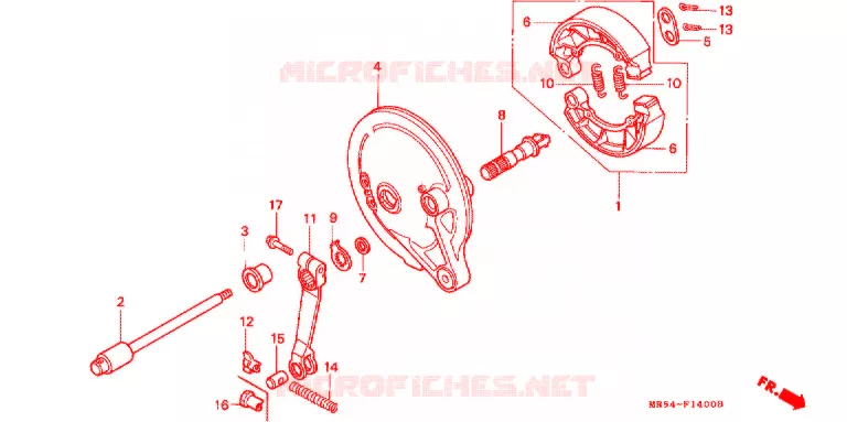FLASQUE - MACHOIRES DE FREIN ARRIERE Honda MOTO 800 PC800 1996  PC800T