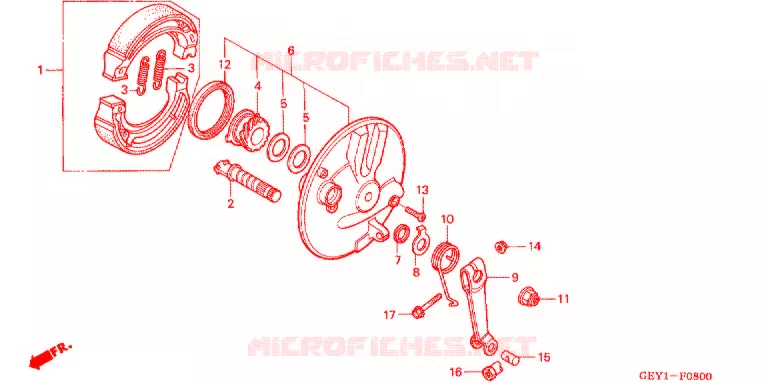 FLASQUE - MACHOIRES DE FREIN AVANT Honda MOTO 100 APE 2003  XZ1003