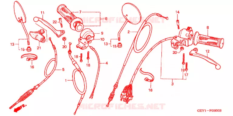 LEVIER DE GUIDON - CABLE - COMMODO Honda MOTO 50 APE 2003  XZ503
