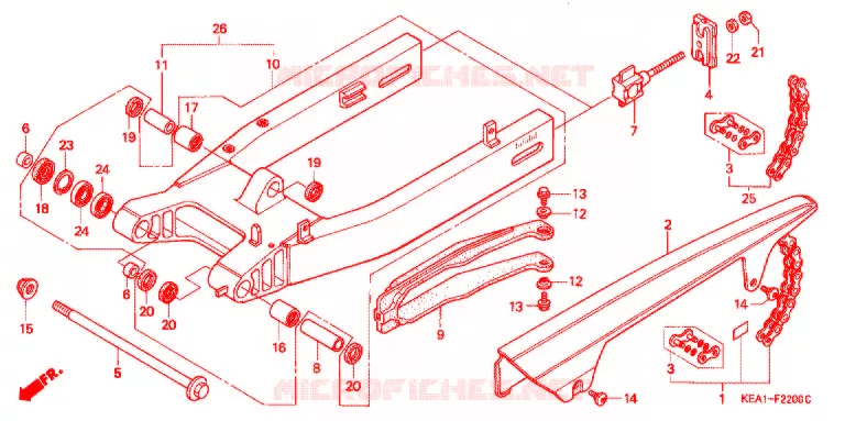 BRAS OSCILLANT - CARTER DE CHAINE Honda MOTO 250 HORNET 2004  CB250F3
