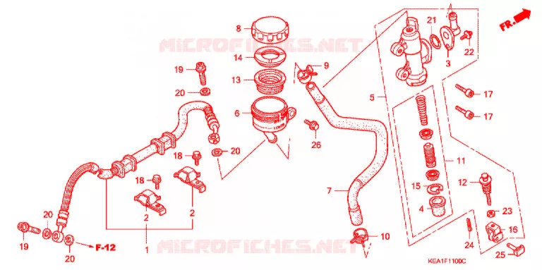 MAITRE-CYLINDRE DE FREIN ARRIERE Honda MOTO 250 HORNET 2004  CB250F3