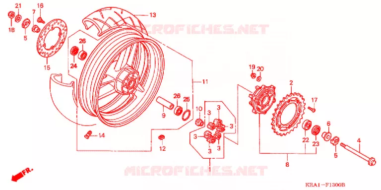 ROUE ARRIERE Honda MOTO 250 HORNET 2005  CB250F3