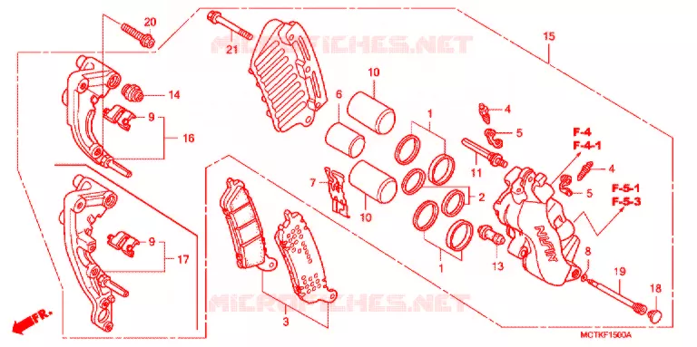 ETRIER DE FREIN AVANT (FJS400A/D/FJS600A/D5-8) Honda SCOOTER 400 SILVERWING 2006  FJS400D5