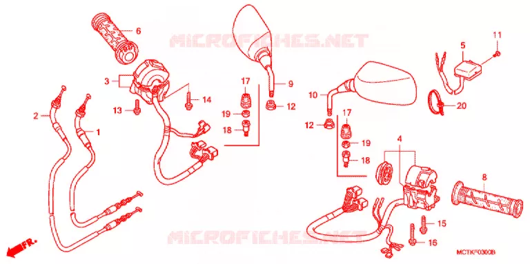 COMMODO - CABLE - RETROVISEUR Honda SCOOTER 600 SILVERWING 2006  FJS600A5_J