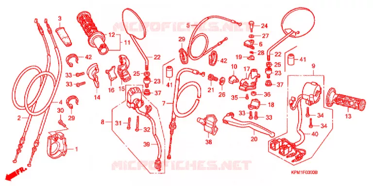LEVIER DE GUIDON - CABLE - COMMODO (FTR223Y/2/A2/5-J/7/8) Honda MOTO 223 FTR 2001  FTR223Y