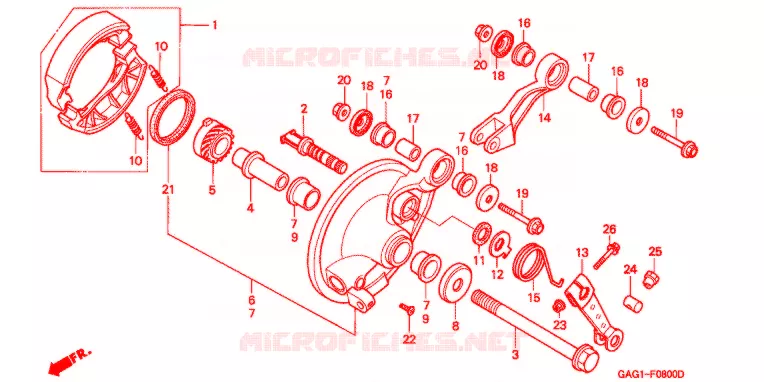 FLASQUE - MACHOIRES DE FREIN AVANT Honda SCOOTER 50 GYRO 1993  TC50P