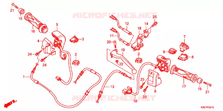 LEVIER DE GUIDON - CABLE - COMMODO Honda SCOOTER 110 ZOOMER 2015  ACG110CBFE