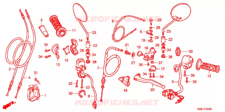 LEVIER DE GUIDON - CABLE - COMMODO Honda MOTO 223 CB 2012  CB223SA