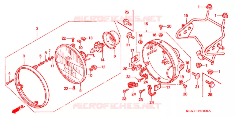 PHARE (CB250FT/V/X/Y/1/3) Honda MOTO 250 HORNET 2001  CB250F1