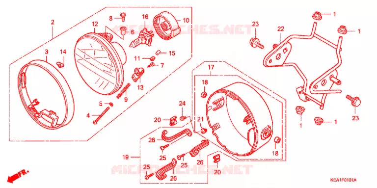 PHARE (CB250F6/7) Honda MOTO 250 HORNET 2006  CB250F6