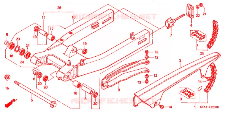 BRAS OSCILLANT - CARTER DE CHAINE Honda MOTO 250 HORNET 2007  CB250F7