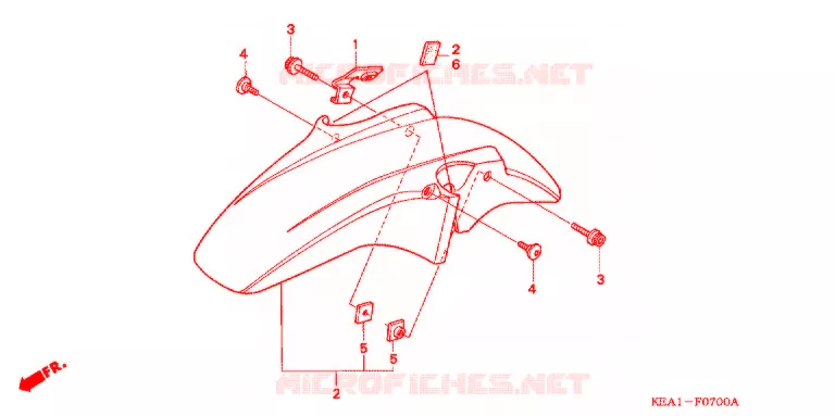 GARDE BOUE AVANT Honda MOTO 250 HORNET 2007  CB250F7